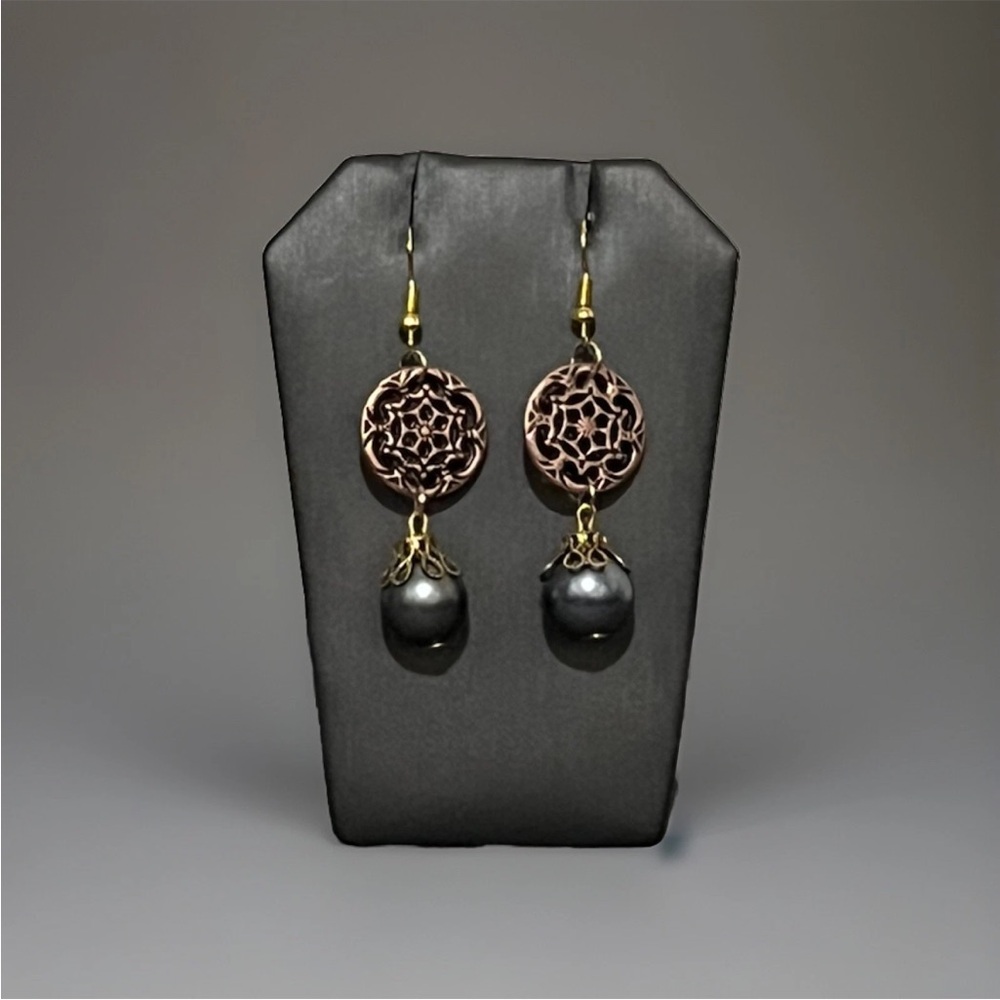 Wicca Style Beaded Earrings With Gold And Silver Tones Handmade. Boho Witchy.